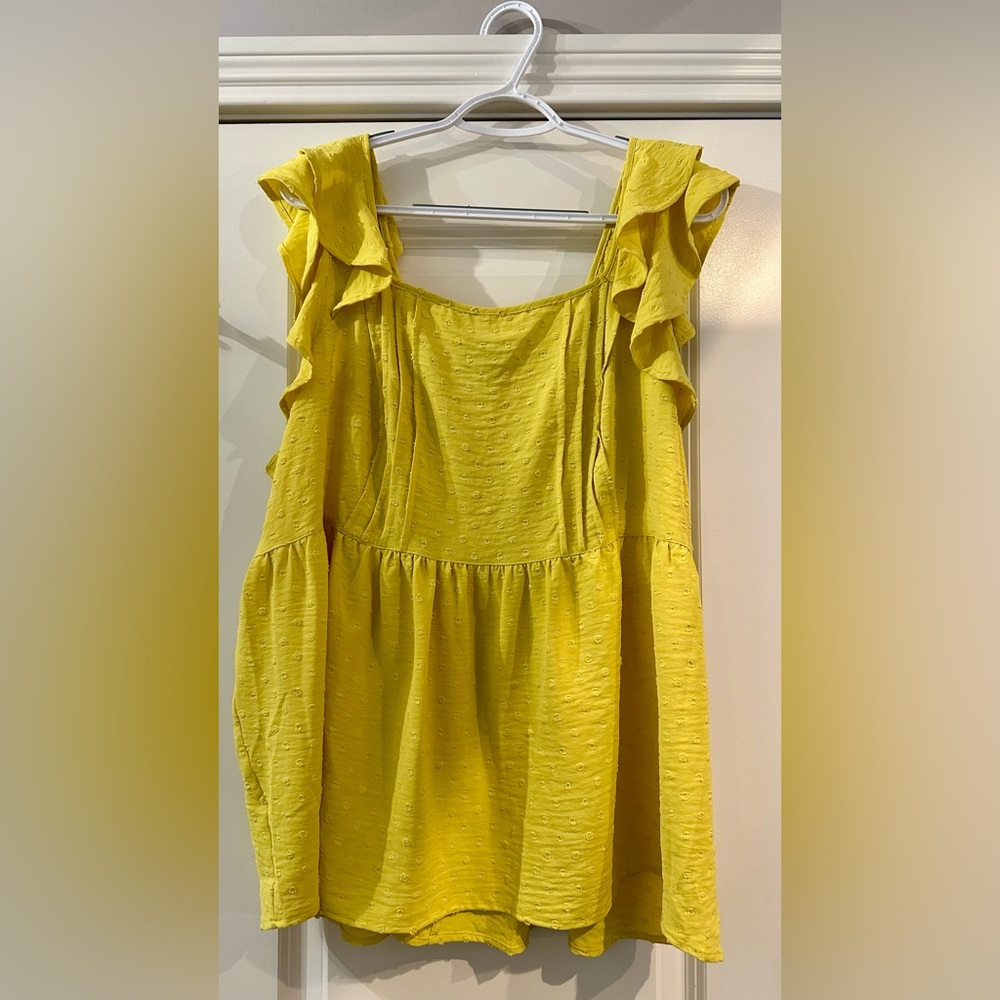 Lane Bryant, Yellow Ruffle Sleeve Women's Top - Picture 4 of 7